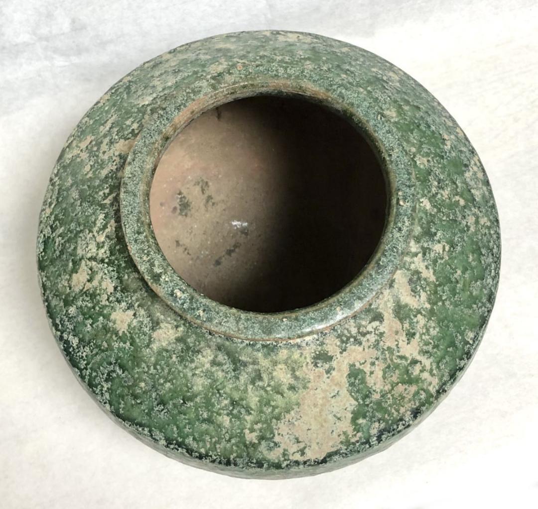 中国・後漢時代 1世紀 漢緑釉 緑釉壷 伝世品焼物 保証 ウブ品 WWTT204