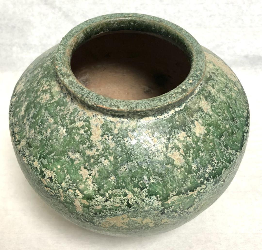 中国・後漢時代 1世紀 漢緑釉 緑釉壷 伝世品焼物 保証 ウブ品 WWTT204