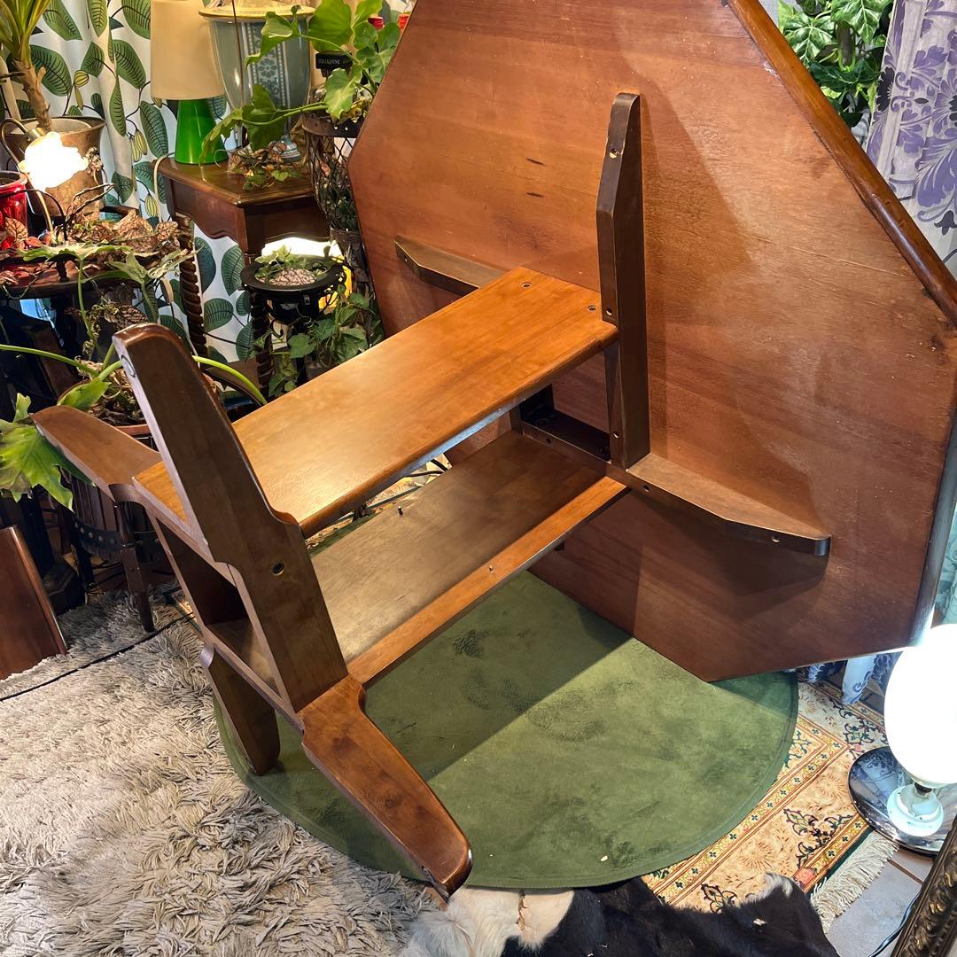 Sale ヴィンテージ オーク　８角　収納付き　ラウンドテーブル