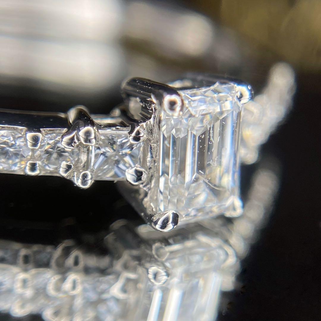 天然 ダイヤモンド 計0.43ct D-SI2 エメラルドカット GIA鑑