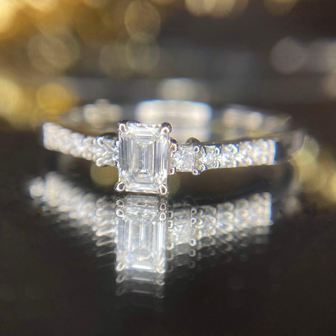 天然 ダイヤモンド 計0.43ct D-SI2 エメラルドカット GIA鑑