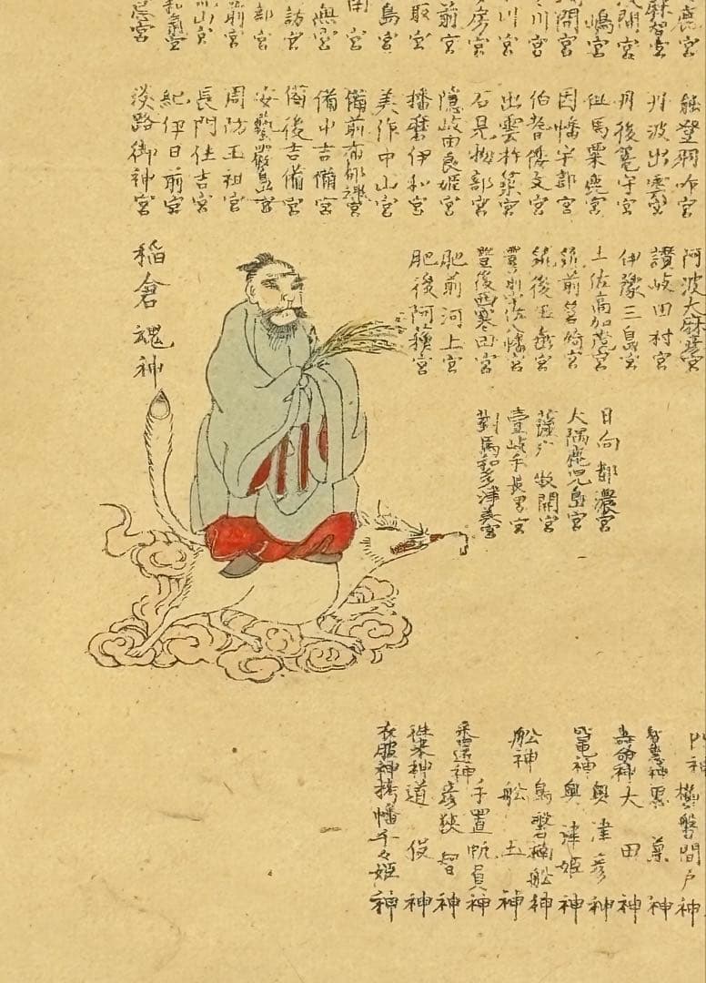 「天尊出雲八神図」明治期頃 木版画 版彩色 1幅|神道美術 版画 出雲大社
