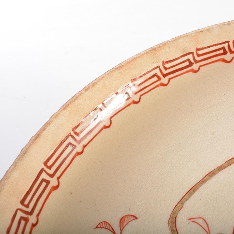 九谷焼　古九谷　八郎手赤絵金彩　人物文　蓋物　菓子鉢　M　R6811