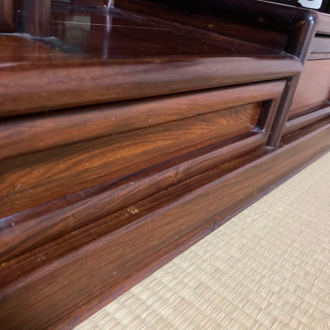 唐木家具 茶箪笥 飾り棚 違い棚 紫檀調 昭和レトロ ビンテージ 送料込み