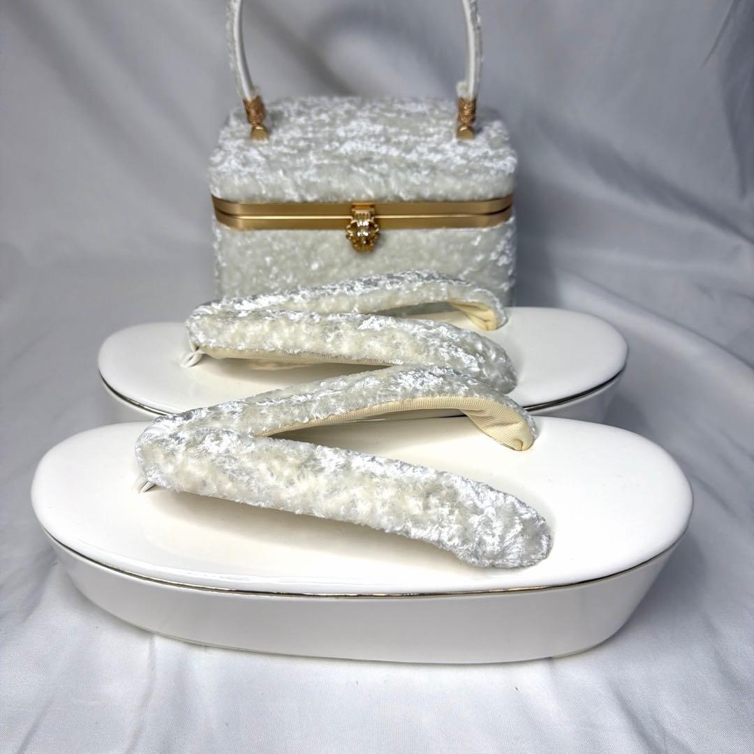 新品　2026年新作　白　草履　バッグ　セット　振袖用　フリーサイズ　ホワイト