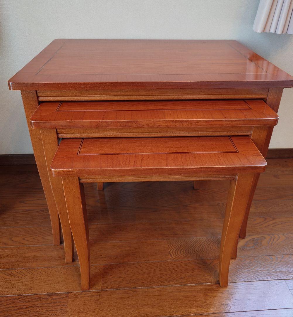 お値下げ！〈セルバ社〉イタリア家具☆木製ネストテーブル 3段式 ブラウン