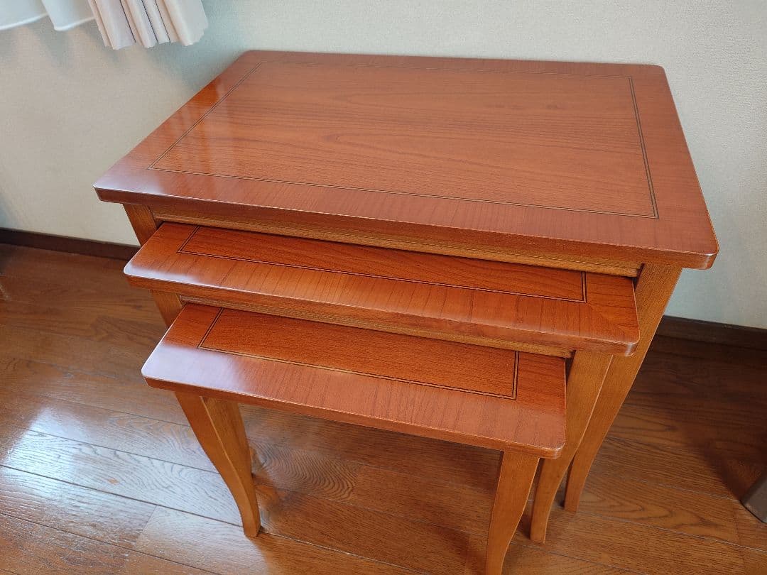 お値下げ！〈セルバ社〉イタリア家具☆木製ネストテーブル 3段式 ブラウン