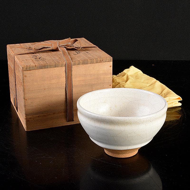 茶道具　矢田正炎作　白天目茶碗　共箱　Ｃ　6673