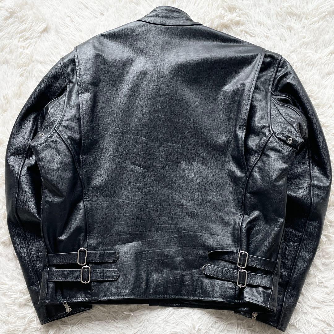 美品 希少 XXXL HORN WORKS レザー シングルライダース シボ加工