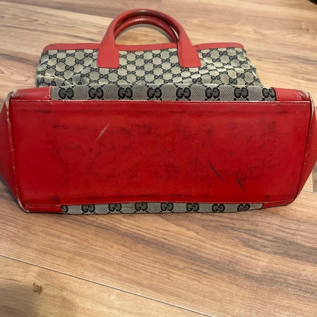 Gucci ロゴトートバッグ ベージュ/レッド