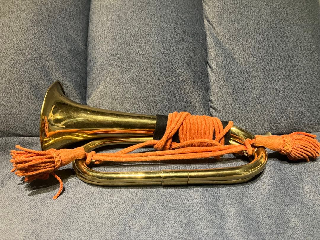 旧日本軍 信号ラッパ（軍用ビューグル）実物｜房紐付き｜音出し確認済み