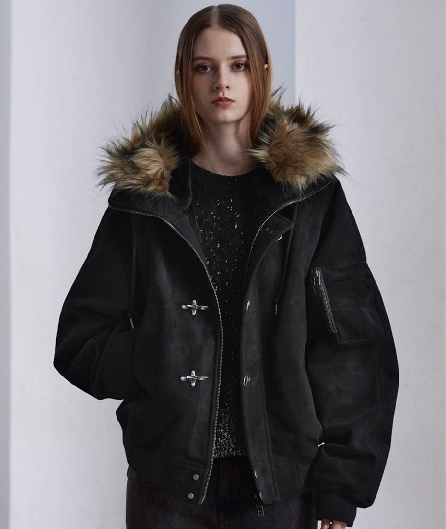 CLEL N-2B ファイヤーマンテックフェード フライトジャケット 黒 M