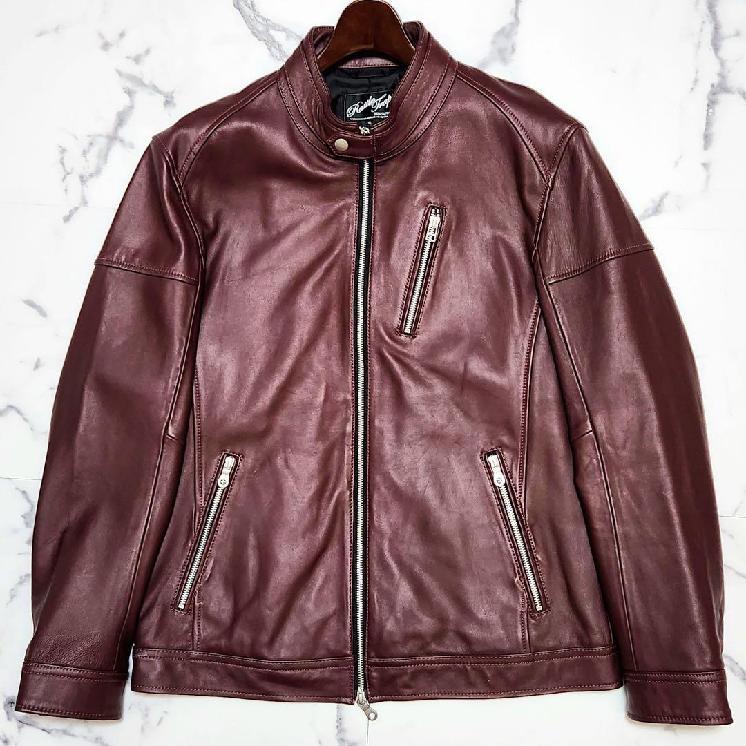 極美品 ラトルトラップ シングルライダース レザージャケット 羊革 ボルドー