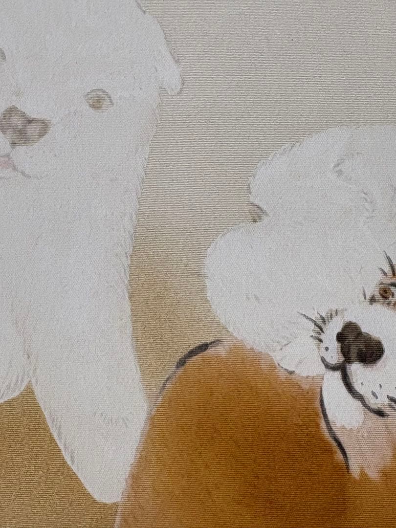 仔犬図　犬　掛け軸 掛軸 茶掛　茶道具　無地箱　合箱あり