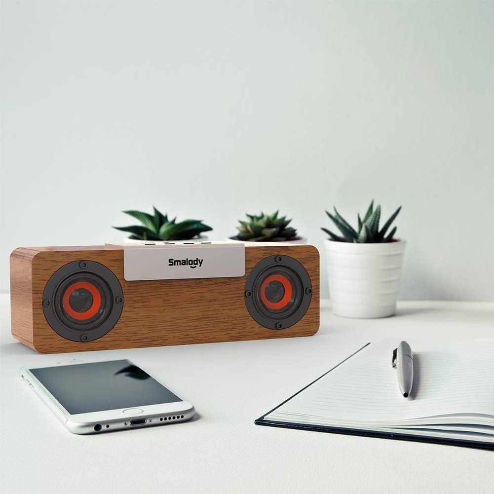 10W木製ワイヤレススピーカー・持ち運びに便利デュアルドライバーステレオサウンド