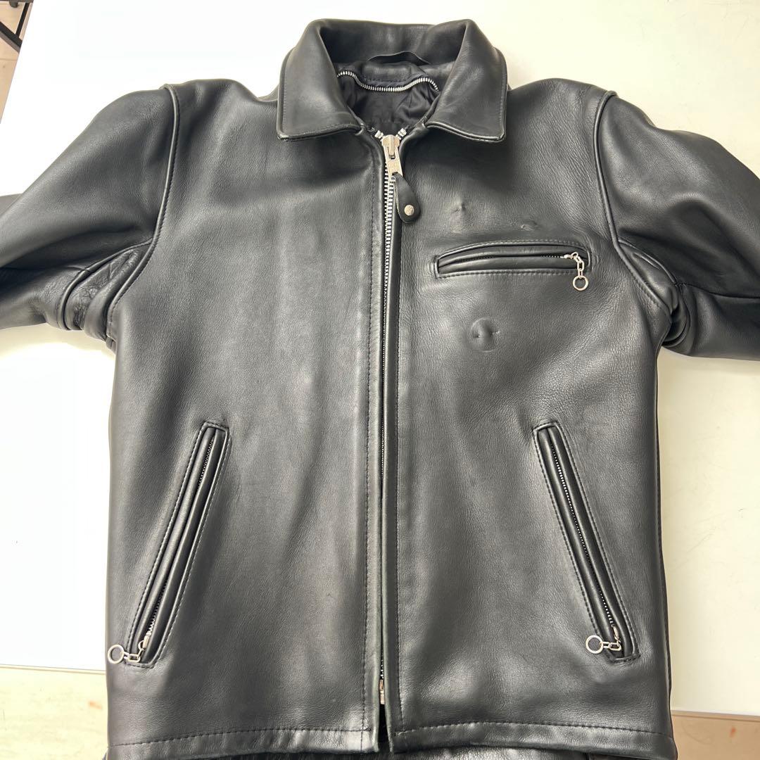 【ゆう】Schott 642 ブラックレザー シングルライダース 36