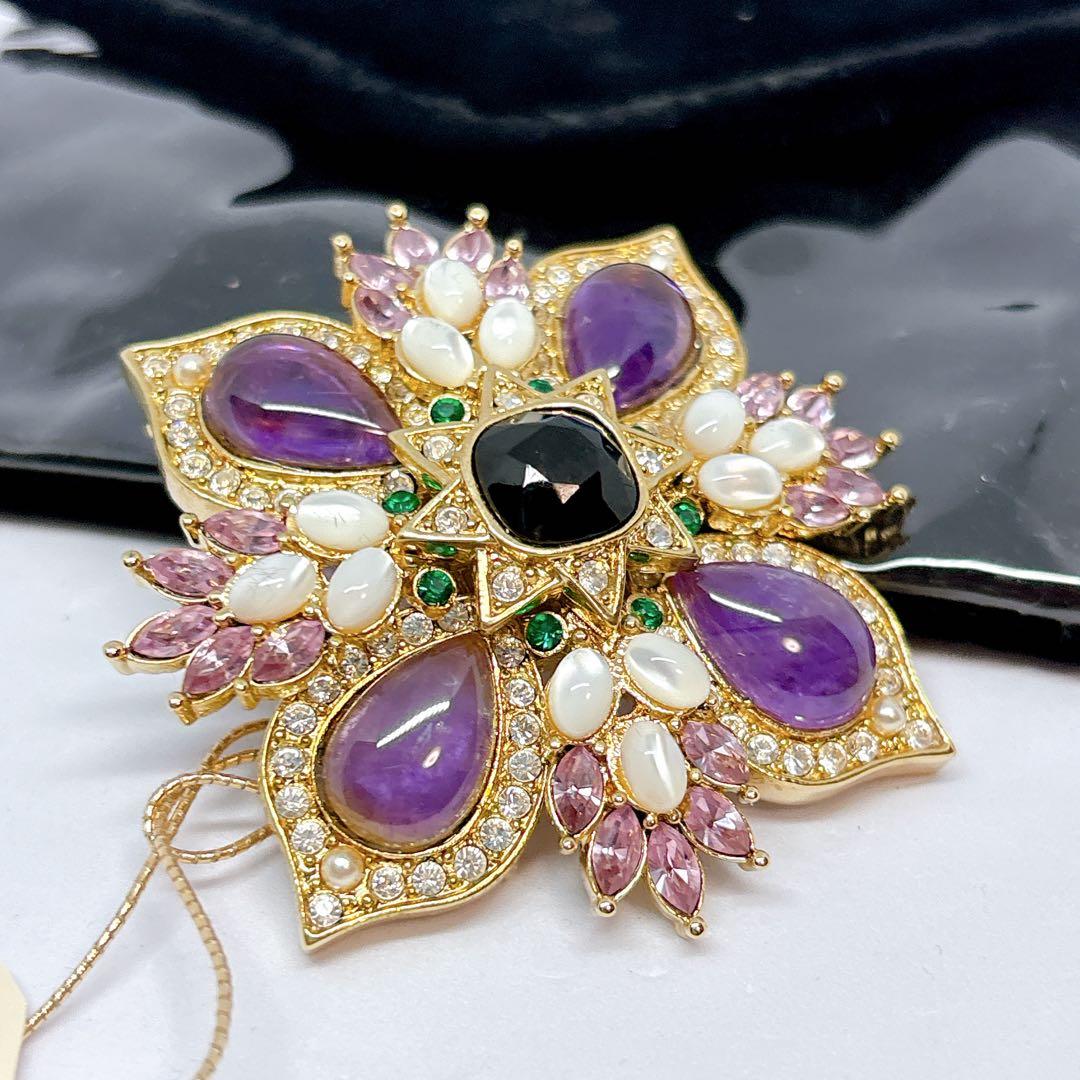 STJOHN セントジョン ビジュー ラインストーン ペンダントトップ ブローチ