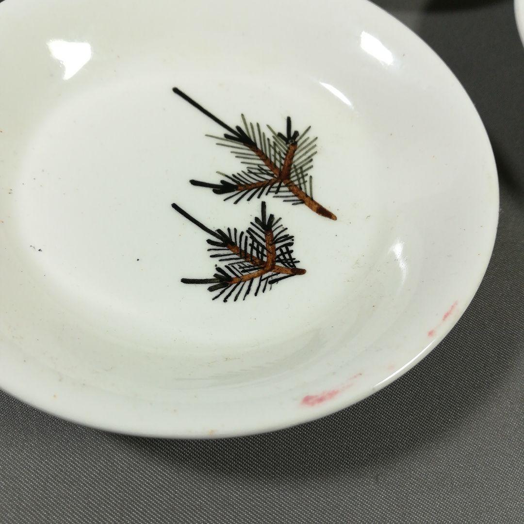 希少　淡路島民平焼　珉平焼　色絵松葉小皿7枚　白交趾