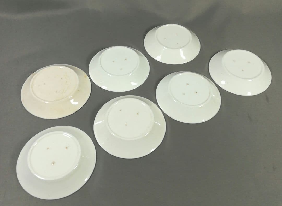 希少　淡路島民平焼　珉平焼　色絵松葉小皿7枚　白交趾