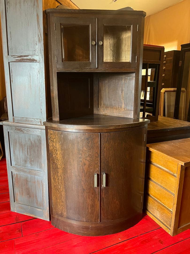 コーナーキャビネット棚アンティークダークブラウンヴィンテージ店舗什器