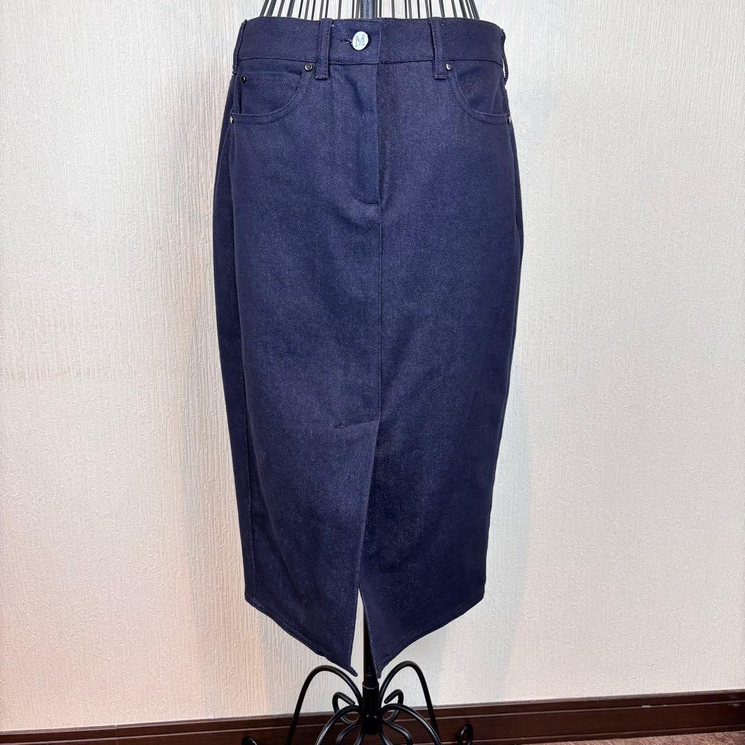 ★Max Mara★マックスマーラ★紺デニム タイトスカートスリット入★白タグ★