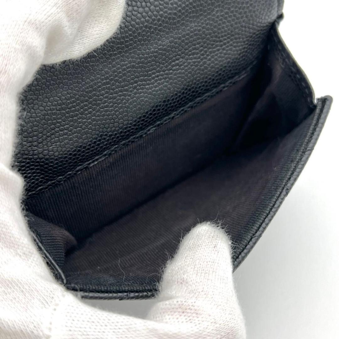 CHANEL シャネル マトラッセ キャビアスキン 三つ折り財布 ブラック 黒