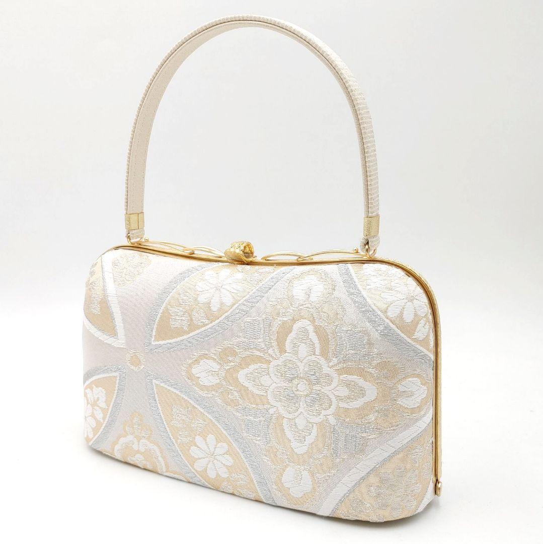 限定商品＊ホワイト　西陣帯地バッグ＆草履セット　日本製