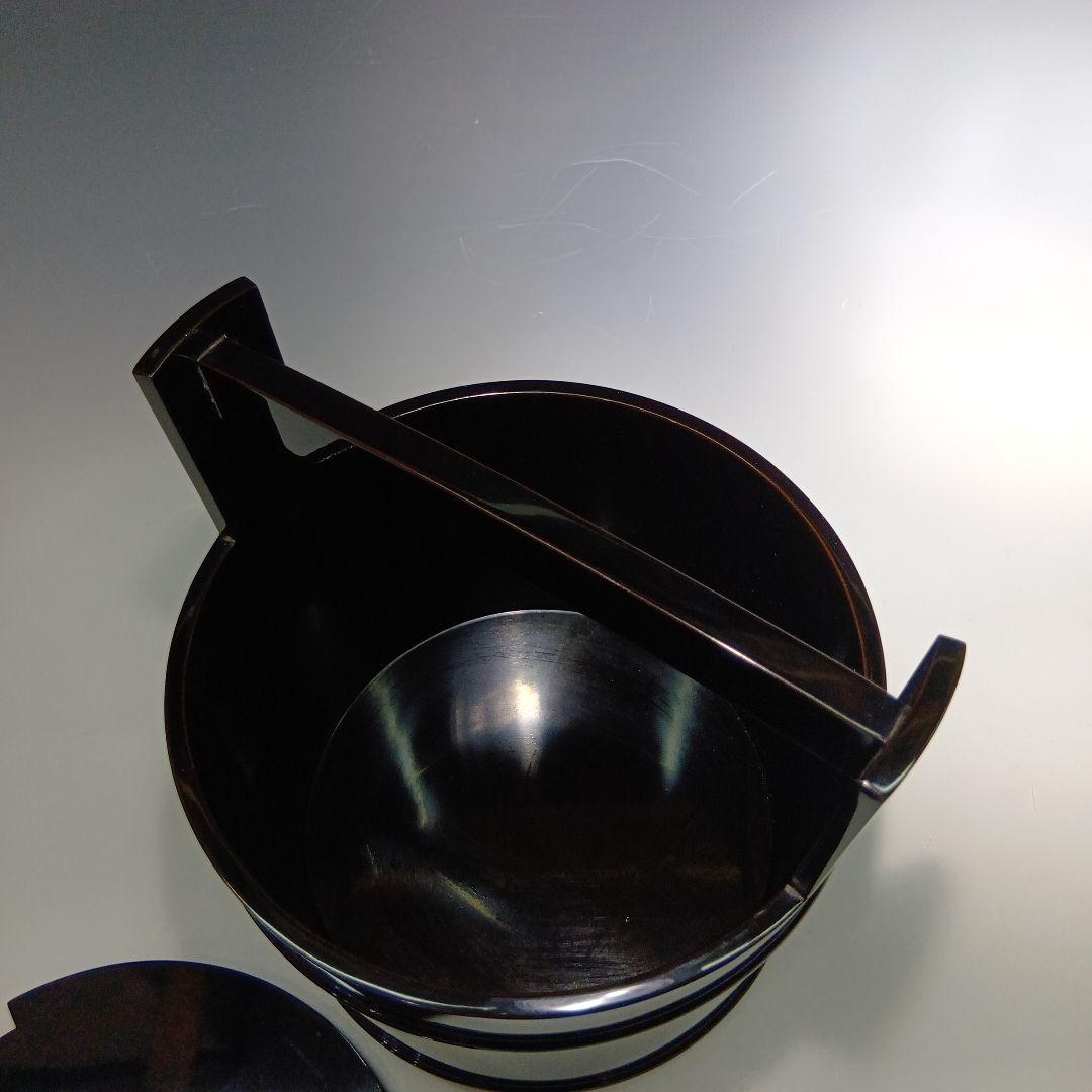 値下げ茶道具　(塗師)茶平一斉造　真塗手桶　　 共箱