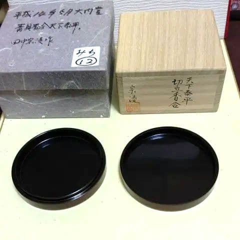 茶道具、切立螺鈿香合、天下泰平、宗凌作、みち12番