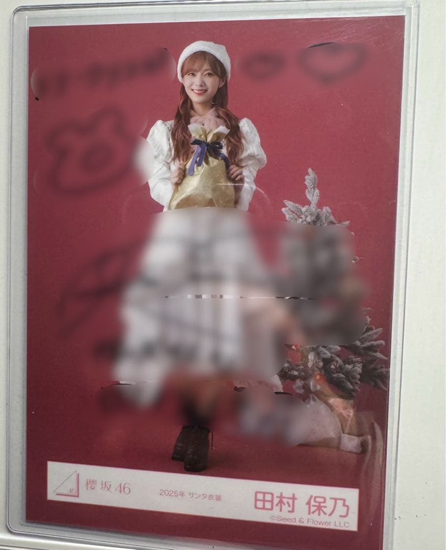 おまけ付き 櫻坂46 田村保乃 直筆サイン入2025年サンタ衣装 ヒキ 生写真