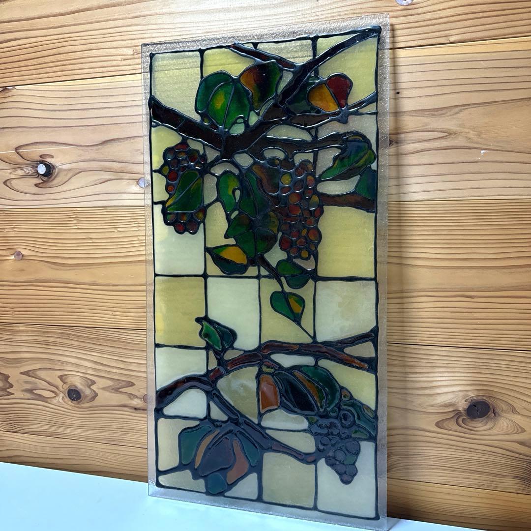 アンティーク　ステンドグラス？パネル　一枚板ガラス