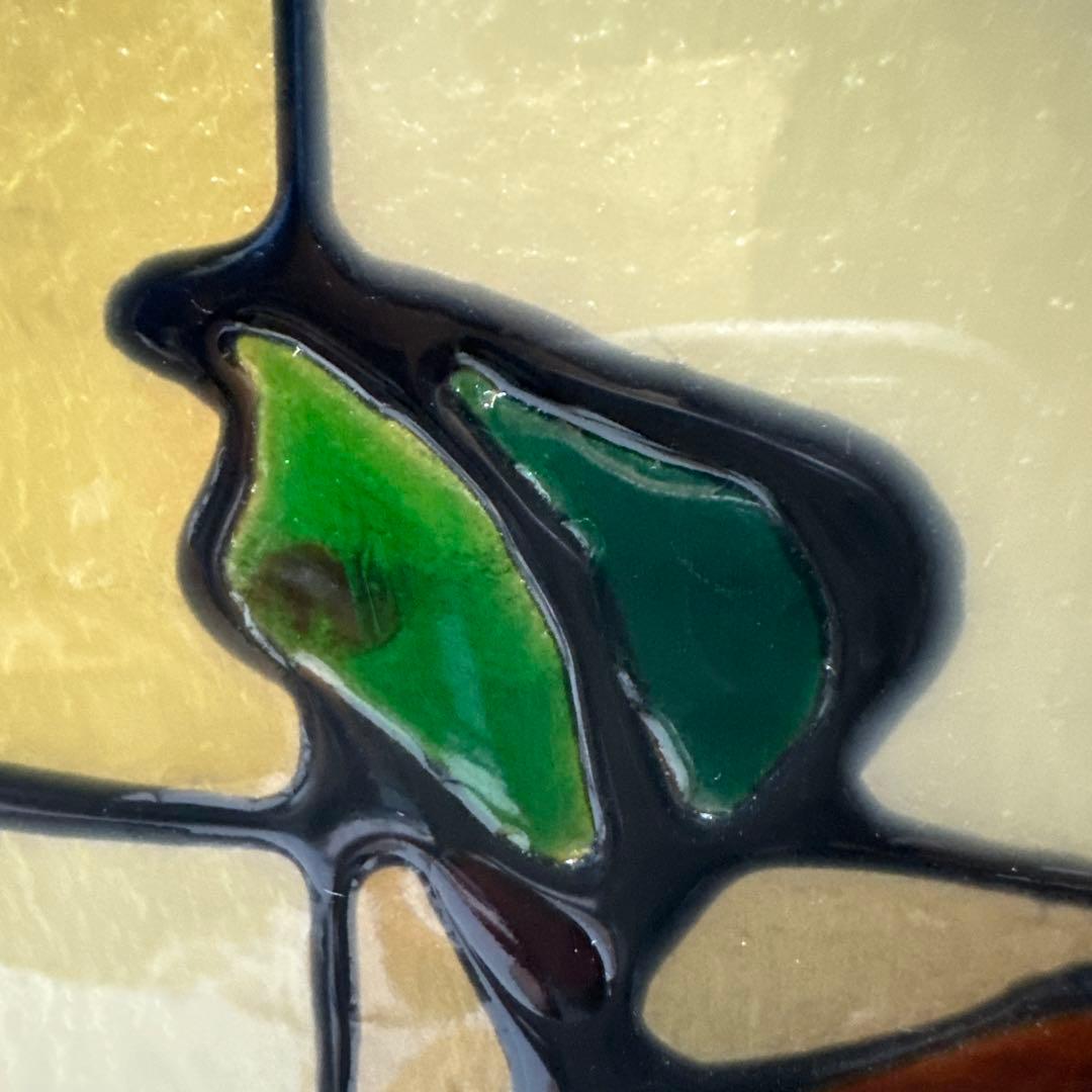 アンティーク　ステンドグラス？パネル　一枚板ガラス