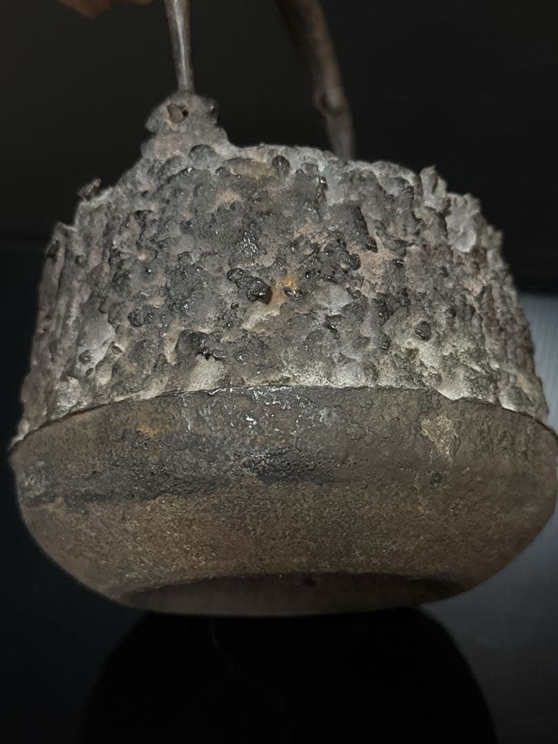 龍文堂 安之介 造 道安形 提手銀象嵌 斑紫銅蓋 鉄瓶 共箱付 茶道具