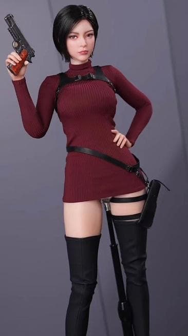 バーガンディ リブニットワンピース フィギュア