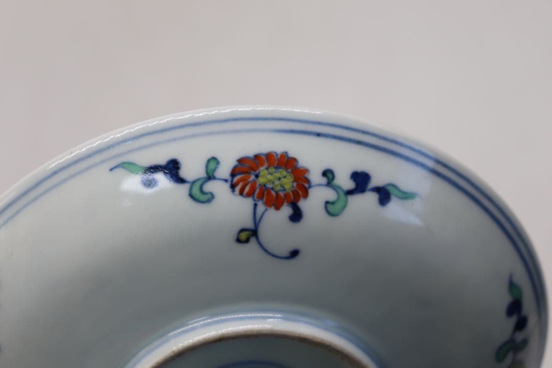 中国　とう彩　蓮&魚紋皿　大明成化年製銘　送料込み1124