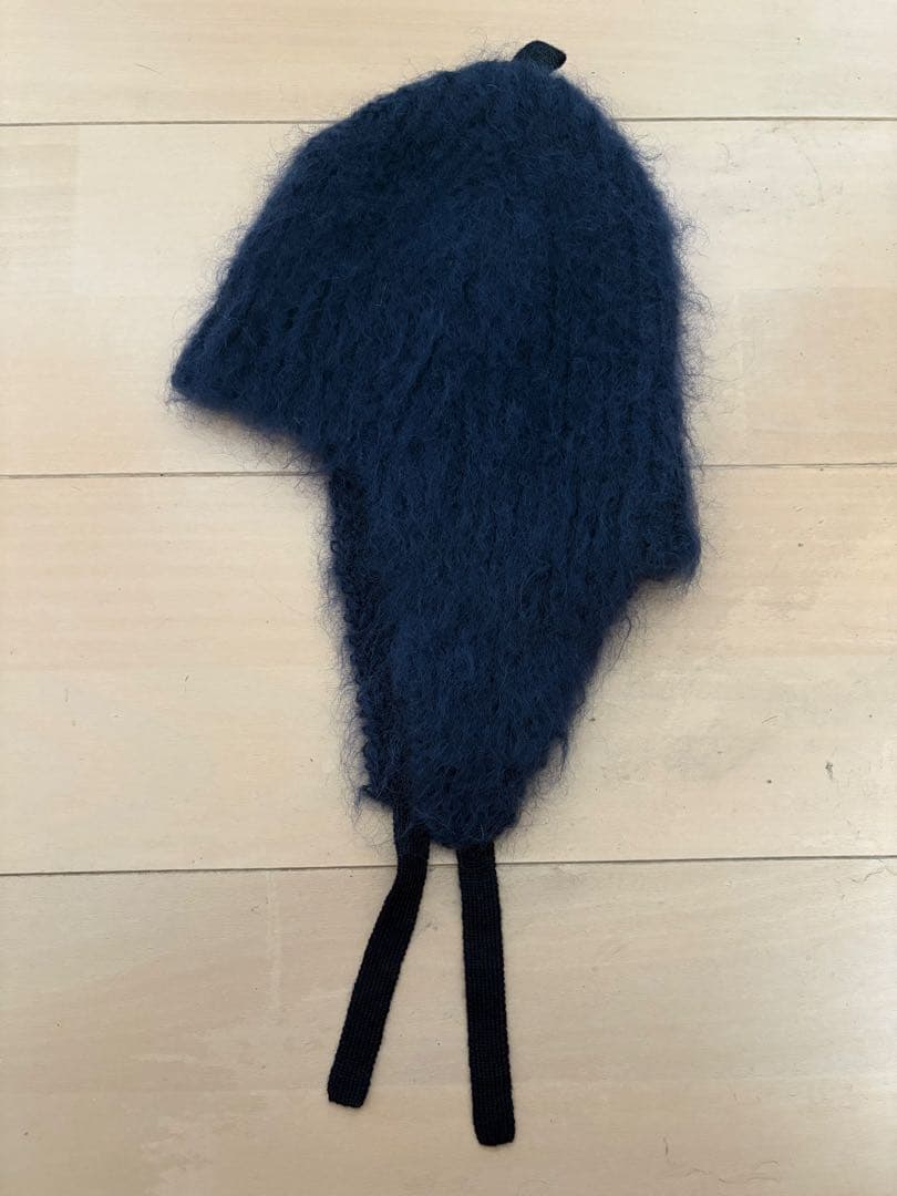Jun Mikami モヘヤ ボンネットネイビー イヤーフラップニット帽2024