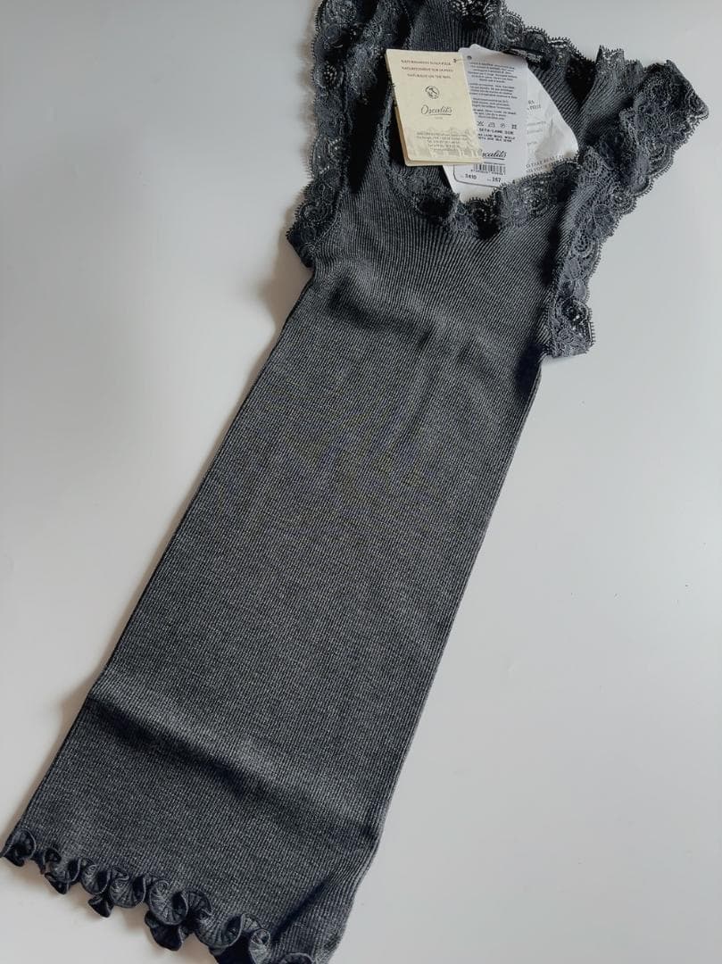 L（4）☆Oscalito　オスカリート　レース付きタンクトップ　シルク混ウール