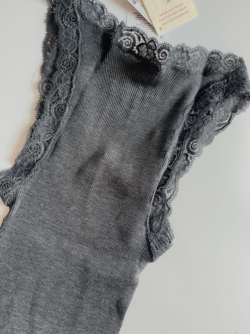 L（4）☆Oscalito　オスカリート　レース付きタンクトップ　シルク混ウール