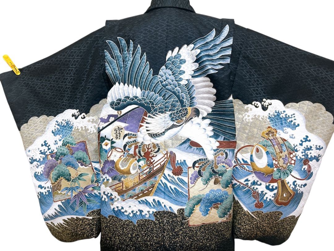 お買い得品♡七五三 5歳　男の子　セット　一式　縦縞袴　黒系　鷹