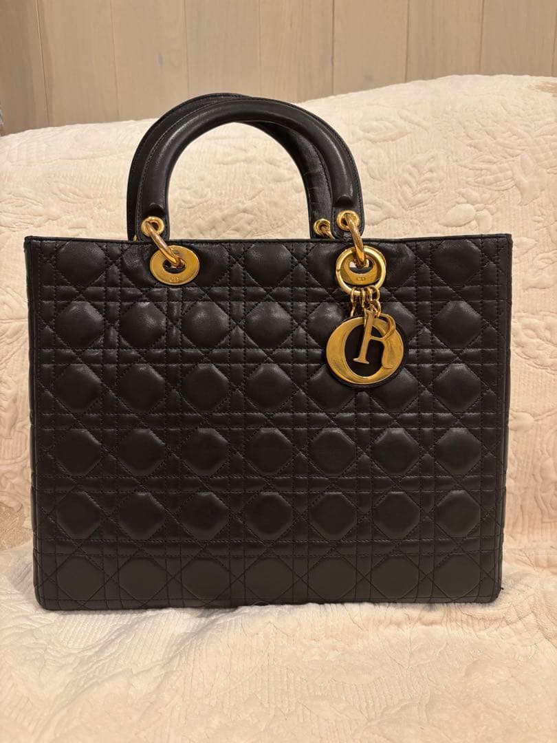 クリスチャンディオール レディディオール ハンドバッグ カナージュ 黒