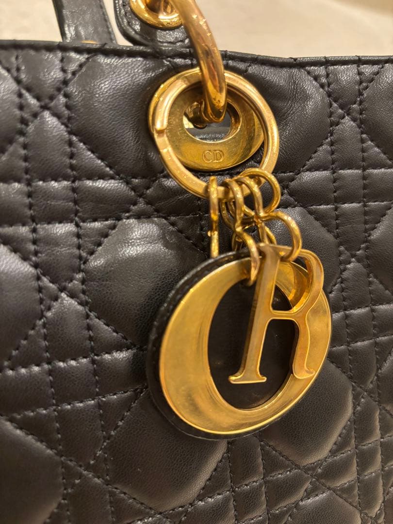 クリスチャンディオール レディディオール ハンドバッグ カナージュ 黒