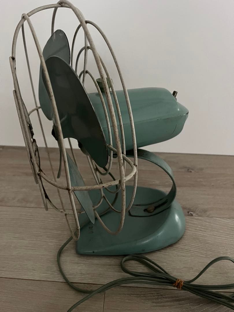 GE レトロ扇風機 4枚羽 青緑色　ゼネラルエレクトリック