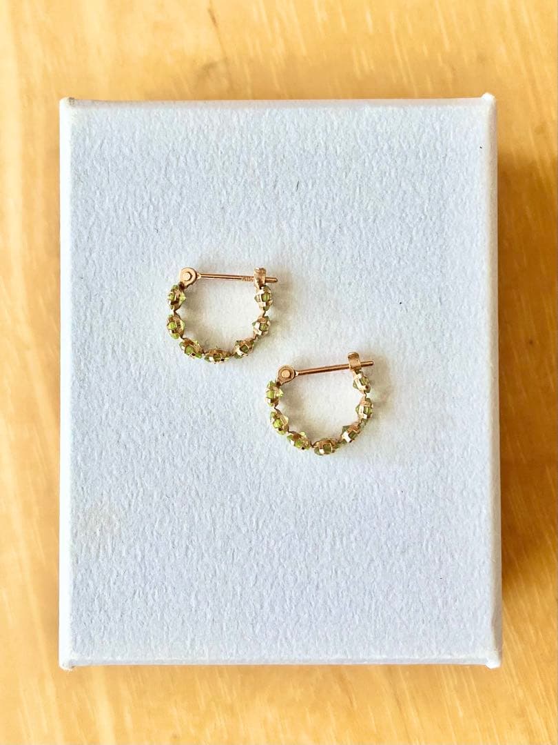 cui-cui K10 ペリドット スナップフープ ピアス 専用ポーチ・箱付き