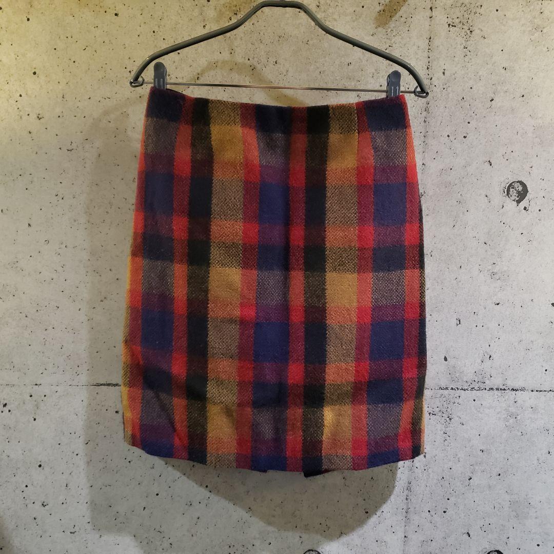 PRADA チェック柄 ミディアム バージンウール スカート カジュアル プラダ