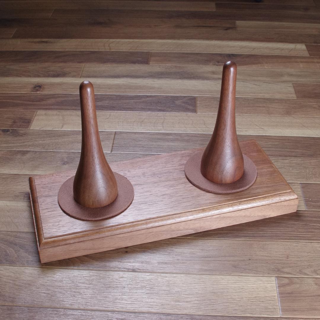 高級銘木ダブルスタンド ブラックウォールナット無垢材　手工品