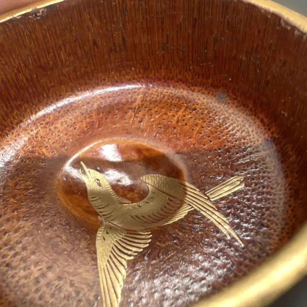 蒔絵　竹立棗　見返時鳥　金彩　漆工芸　共箱　茶道具　伝統工芸