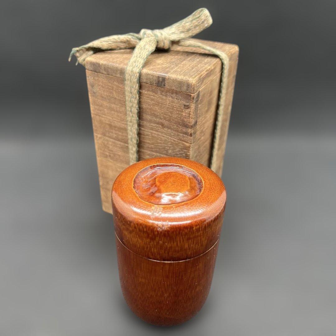 蒔絵　竹立棗　見返時鳥　金彩　漆工芸　共箱　茶道具　伝統工芸