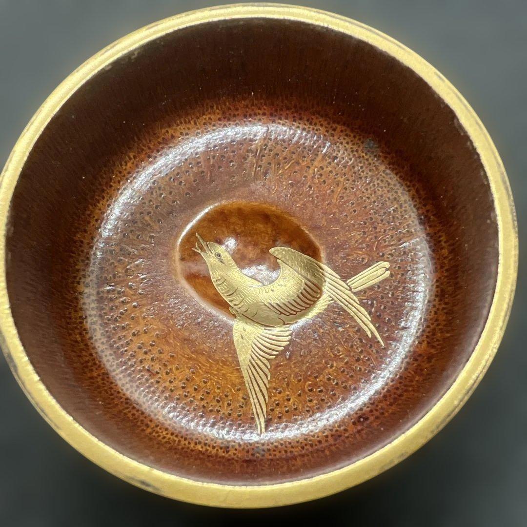 蒔絵　竹立棗　見返時鳥　金彩　漆工芸　共箱　茶道具　伝統工芸
