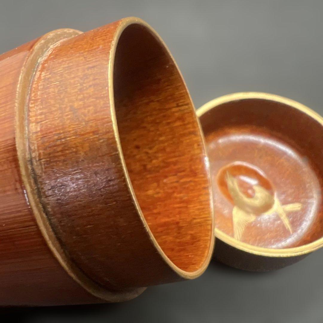 蒔絵　竹立棗　見返時鳥　金彩　漆工芸　共箱　茶道具　伝統工芸