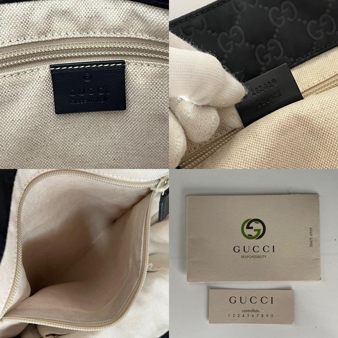 ✨極美品✨　GUCCI ハンドバッグ　トートバッグ　GGナイロン　黒　レザー